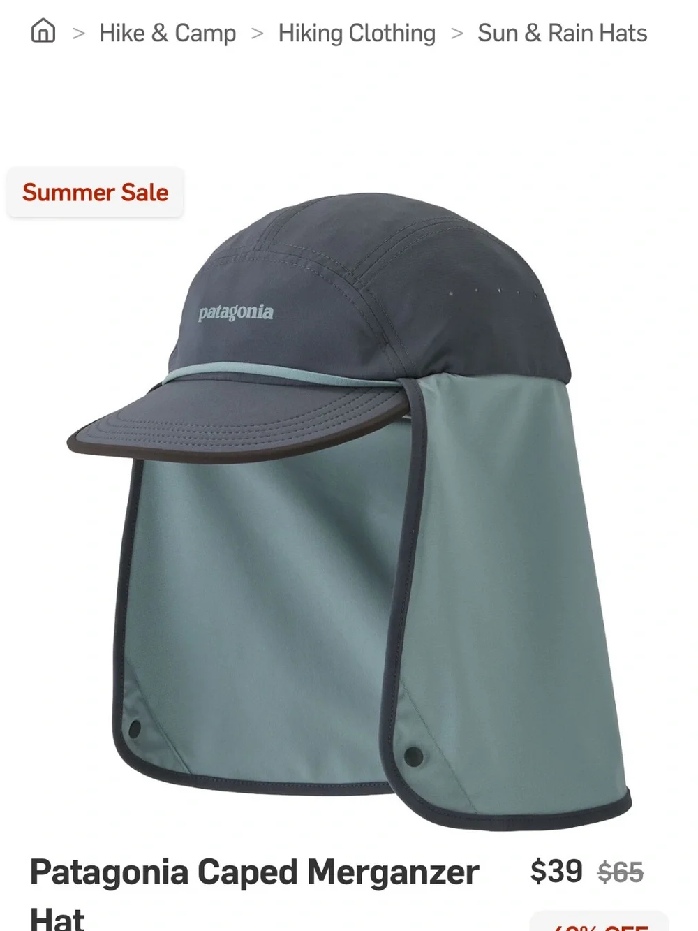 Patagonia Women’s Sun Hat with Neck Flap - Gray & White Swirl